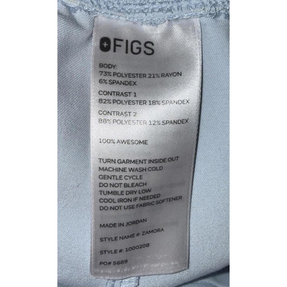 FIGS Zamora Jogger scrub pants Sz L Technical Blue Slate Yellow Drawstrings Flaw - Picture 8 of 9